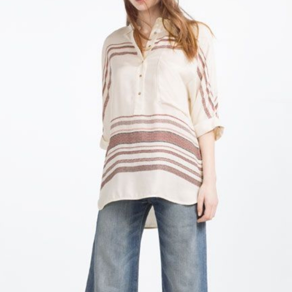 Zara basic half button top